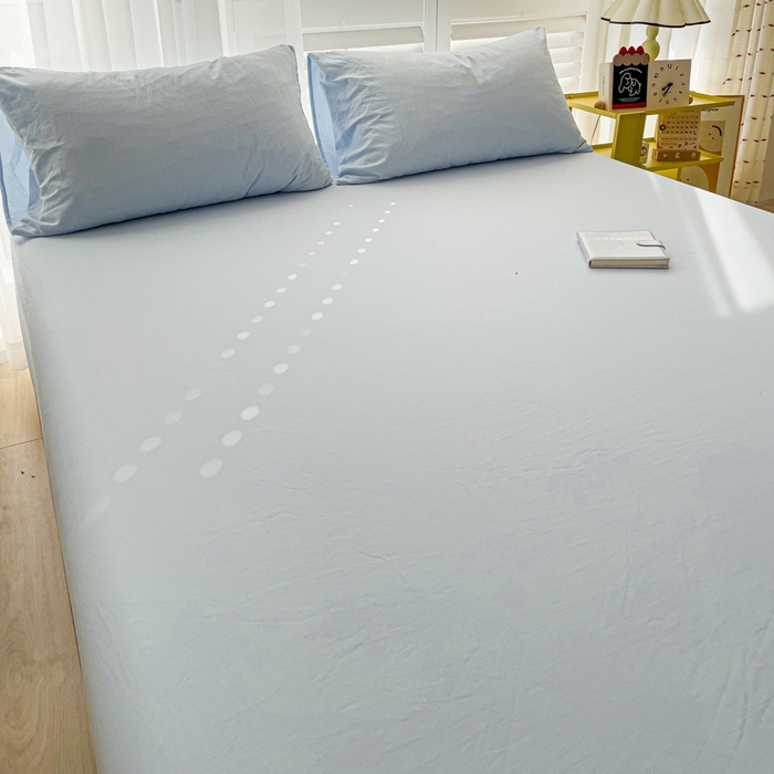 91家纺网 家纺一手货源 找家纺 仟人梦 2025新款纯色床笠 浅蓝