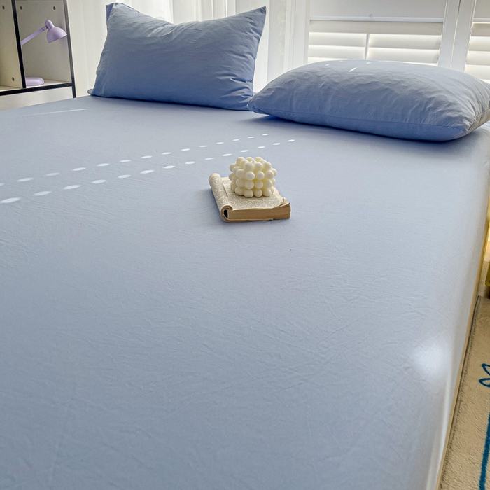 91家纺网 家纺一手货源 找家纺 仟人梦 2025新款纯色床笠 天蓝