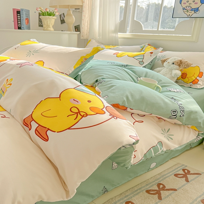 91家纺网 家纺一手货源 找家纺 梦卓家纺 2025新款亲肤芦荟棉单被套 开心鸭