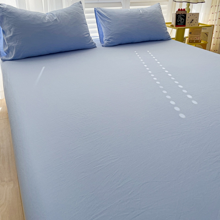 91家纺网 家纺一手货源 找家纺 仟人梦 2025新款纯色床笠 天蓝