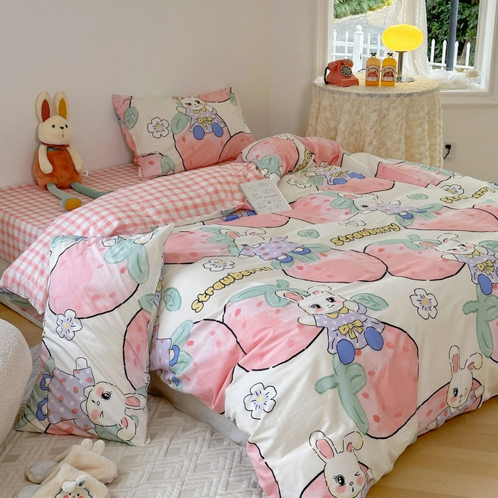 91家纺网 家纺一手货源 找家纺 （总）2025春夏新款全棉小清新卡通碎花学生季三件套四件套