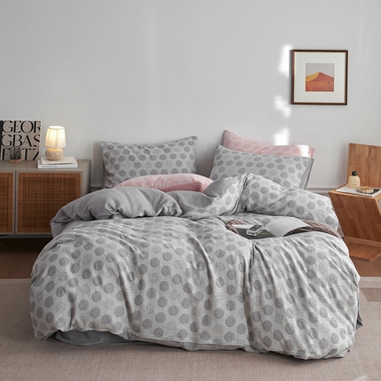 91家纺网 家纺一手货源 找家纺 艾咪 全棉立体浮雕提花双层纱四件套 波妞-灰