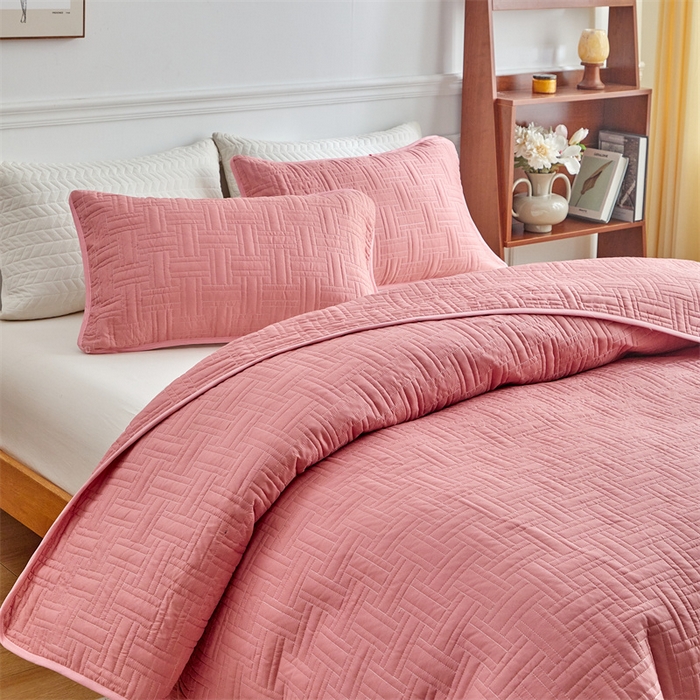 91家纺网 家纺一手货源 找家纺 温宁家纺 2025新款枕套 横竖格豆沙