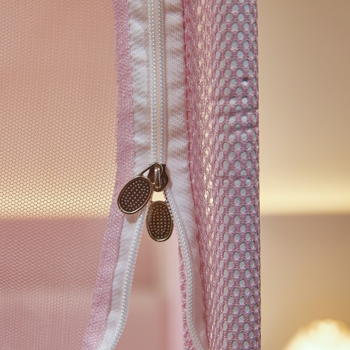 91家纺网 家纺一手货源 找家纺 卓尔居2025新款A类防蚊绗绣编织防摔坐床蚊帐 夏至-粉