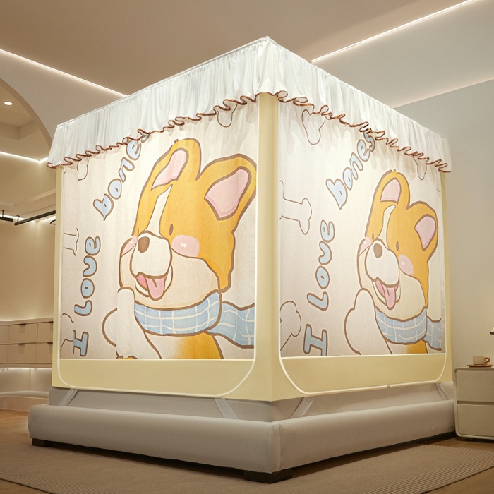 91家纺网 家纺一手货源 找家纺 （总）卓尔居2025新款成人坐床帘系列-曲奇小熊烤漆支架