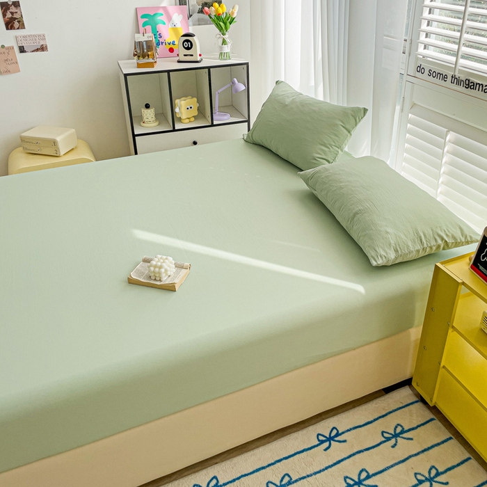 91家纺网 家纺一手货源 找家纺 仟人梦 2025新款纯色床笠 浅绿