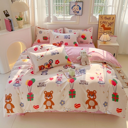 梦卓家纺 2025新款亲肤芦荟棉单被套 礼物熊