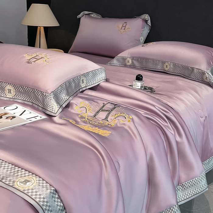 91家纺网 家纺一手货源 找家纺 露梦家纺2025新款A类水洗真丝夏被-格调 格调-玫瑰紫