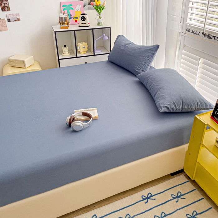 91家纺网 家纺一手货源 找家纺 仟人梦 2025新款纯色床笠 雾兰