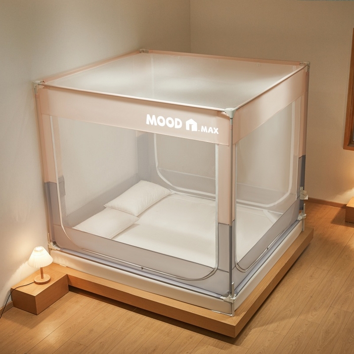 91家纺网 家纺一手货源 找家纺 卓尔居2025新款成人坐床外穿蚊帐-mood.max max.浅粉