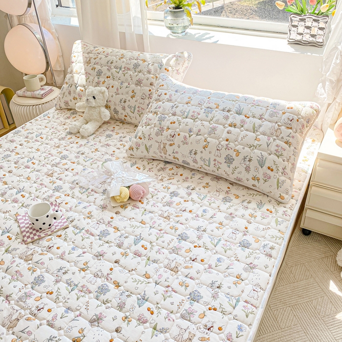 91家纺网 家纺一手货源 找家纺 鸣升家纺 2025新款全棉印花床垫 梦幻物语