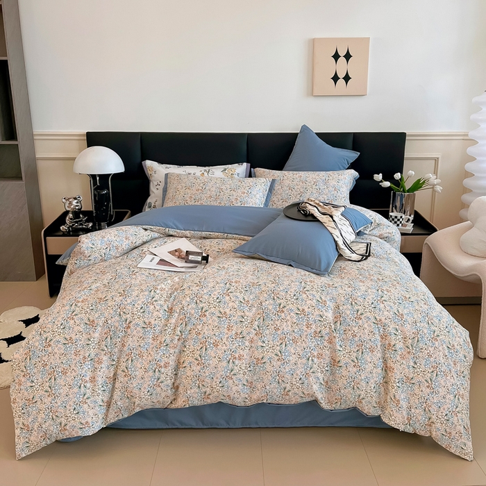 91家纺网 家纺一手货源 找家纺 2025春夏新款水洗棉麻学生小号三件套 漫天花语