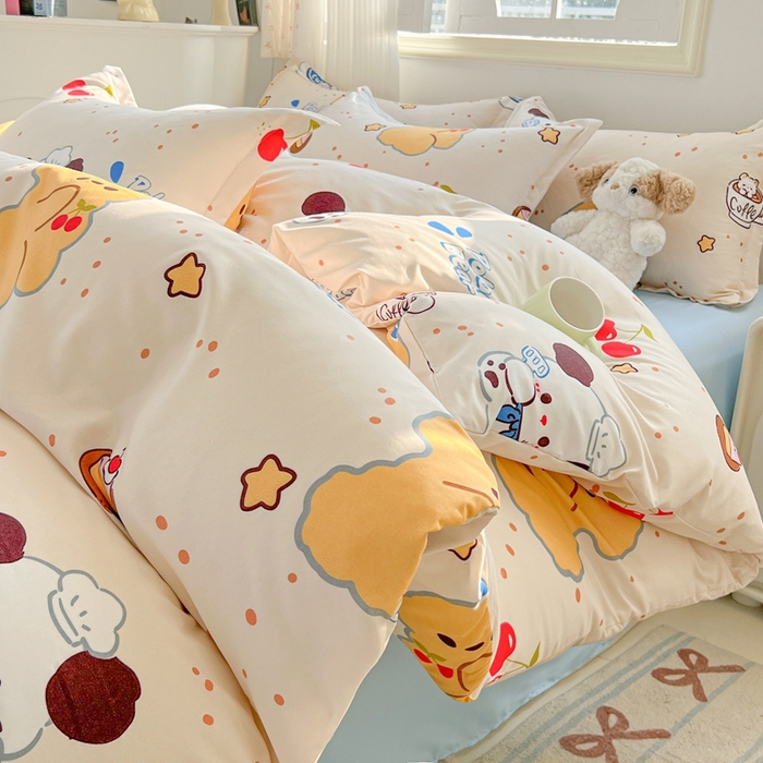 91家纺网 家纺一手货源 找家纺 梦卓家纺 2025新款亲肤芦荟棉单被套 蛋糕熊