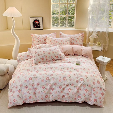 玖琳家纺 2025新款40s贡缎纯棉13372四件套芬芳  粉