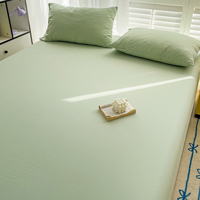 91家纺网 家纺一手货源 找家纺 仟人梦 2025新款纯色床笠 浅绿