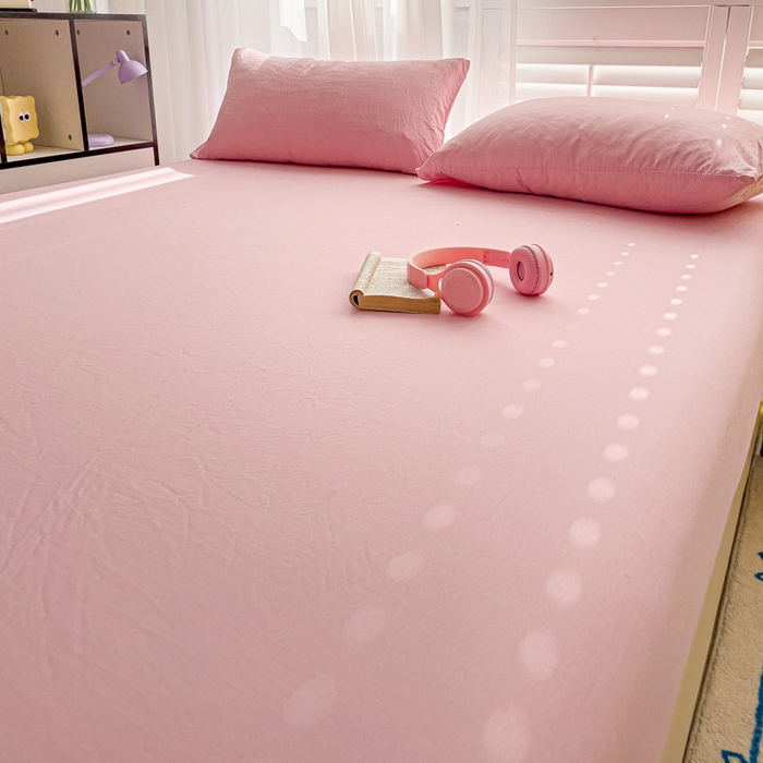 91家纺网 家纺一手货源 找家纺 仟人梦 2025新款纯色床笠 粉色