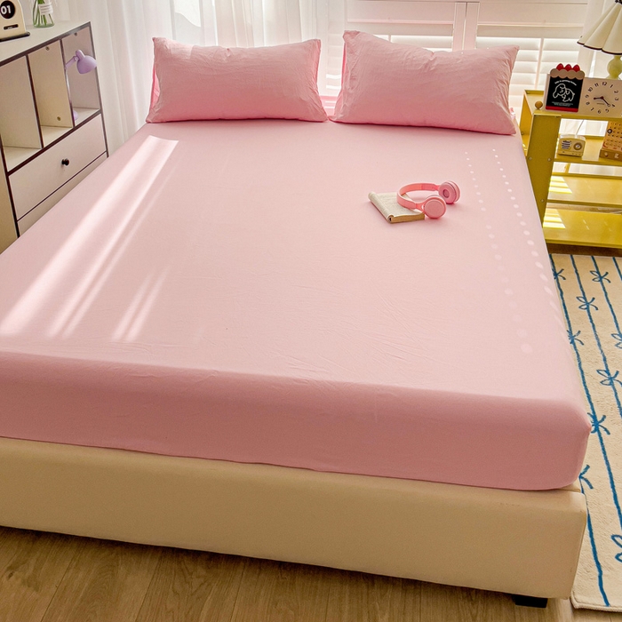 91家纺网 家纺一手货源 找家纺 仟人梦 2025新款纯色床笠 粉色