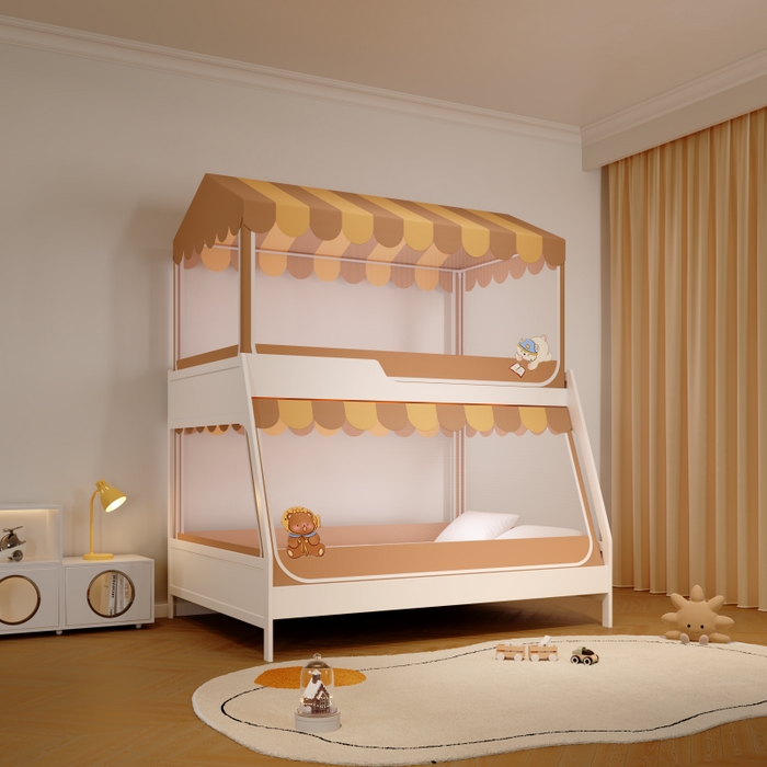 91家纺网 家纺一手货源 找家纺 卓尔居2025新款子母蚊帐小房子系列 彩虹小窝-橘