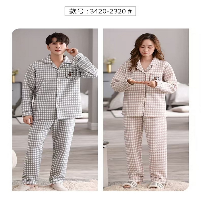 91家纺网 家纺一手货源 找家纺 （总）洛兰沙家居馆【只代发】【只代发】 纯棉夹层情侣家居服