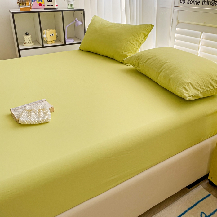 91家纺网 家纺一手货源 找家纺 仟人梦 2025新款纯色床笠 果绿