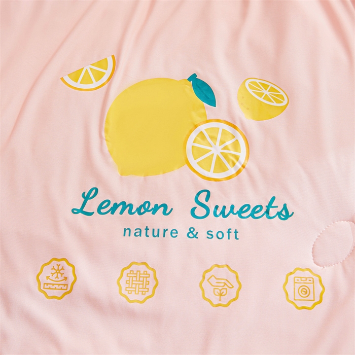 91家纺网 家纺一手货源 找家纺 恒畅 2024新款A类凉感丝纯色双拼柠檬夏被 柠檬-粉玉