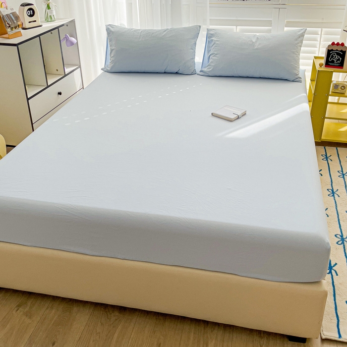 91家纺网 家纺一手货源 找家纺 仟人梦 2025新款纯色床笠 浅蓝