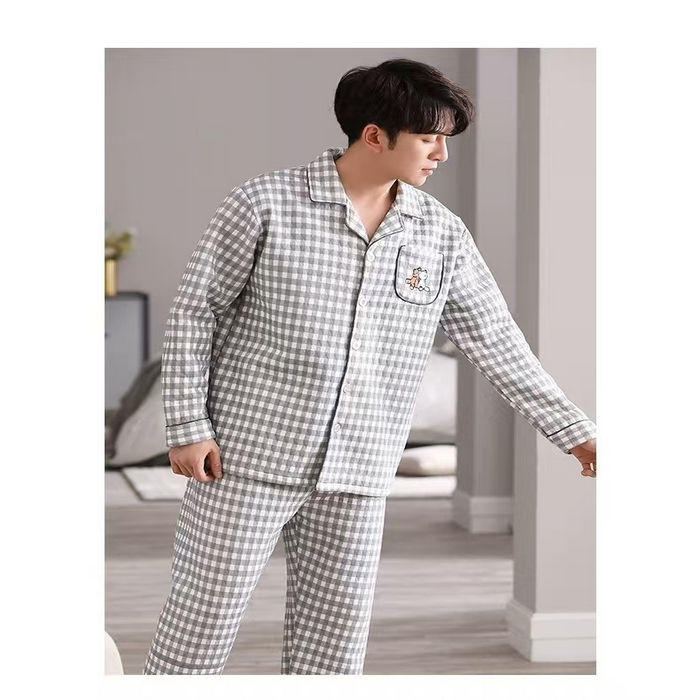 91家纺网 家纺一手货源 找家纺 （总）洛兰沙家居馆【只代发】【只代发】 纯棉夹层情侣家居服