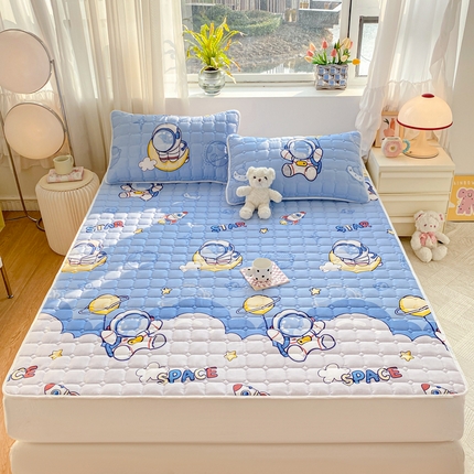 鸣升家纺 2025新款全棉印花床垫 探索星球