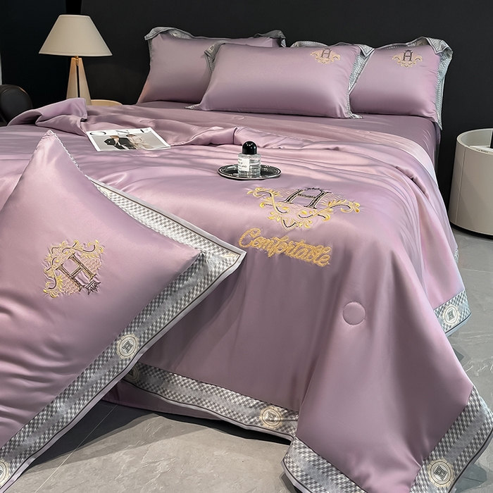91家纺网 家纺一手货源 找家纺 露梦家纺2025新款A类水洗真丝夏被-格调 格调-玫瑰紫