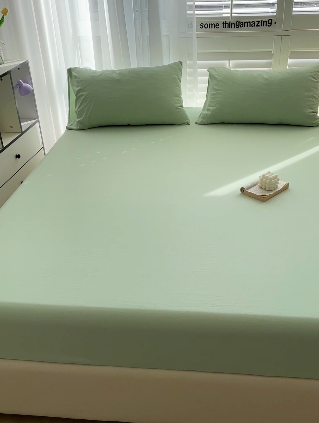 91家纺网 家纺一手货源 找家纺 仟人梦 2025新款纯色床笠 浅绿