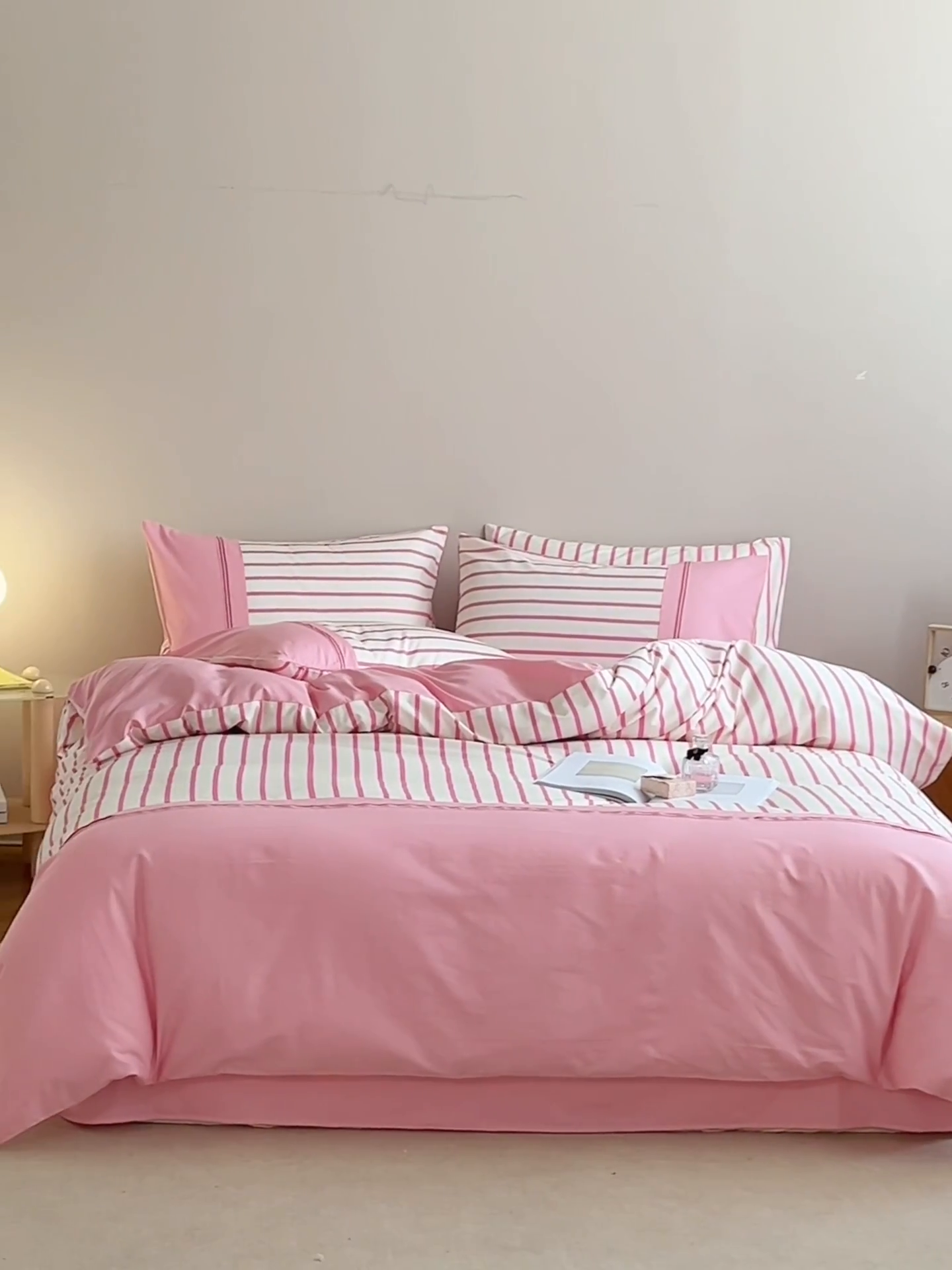 91家纺网 家纺一手货源 找家纺 安莱生活 2025新款全棉日式侘寂风条格系列四件套 茉咔