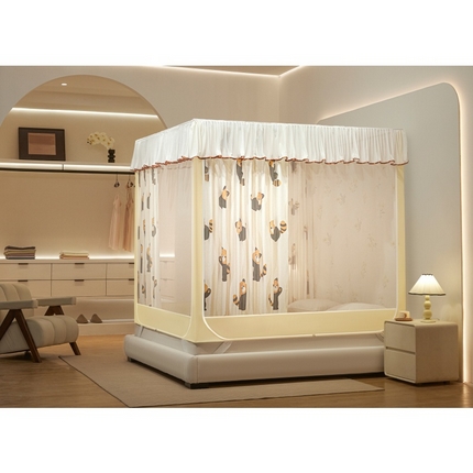 卓尔居2025新款成人坐床帘系列-曲奇小熊烤漆支架 淘气熊