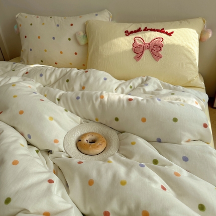 91家纺网 家纺一手货源 找家纺 （总）丽涵 2025年春夏新品全棉双层纱印花毛巾绣四件套