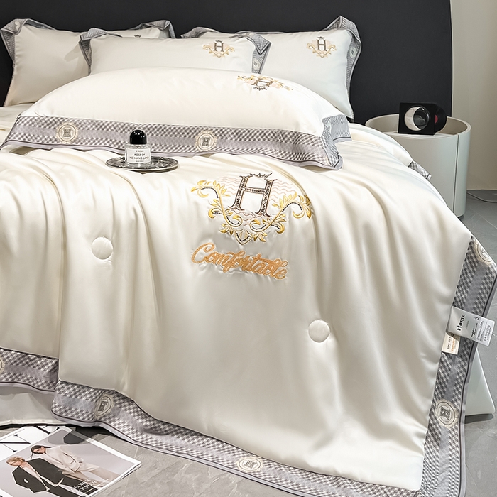 91家纺网 家纺一手货源 找家纺 露梦家纺2025新款A类水洗真丝夏被-格调 格调-贵族白