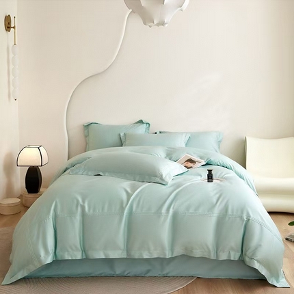 玖琳家纺 2025新款100s CR工艺埋绳款新疆长绒棉四件套 水绿