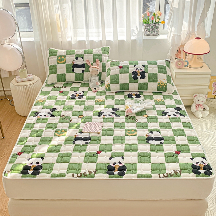 91家纺网 家纺一手货源 找家纺 鸣升家纺 2025新款全棉印花床垫 安逸胖达