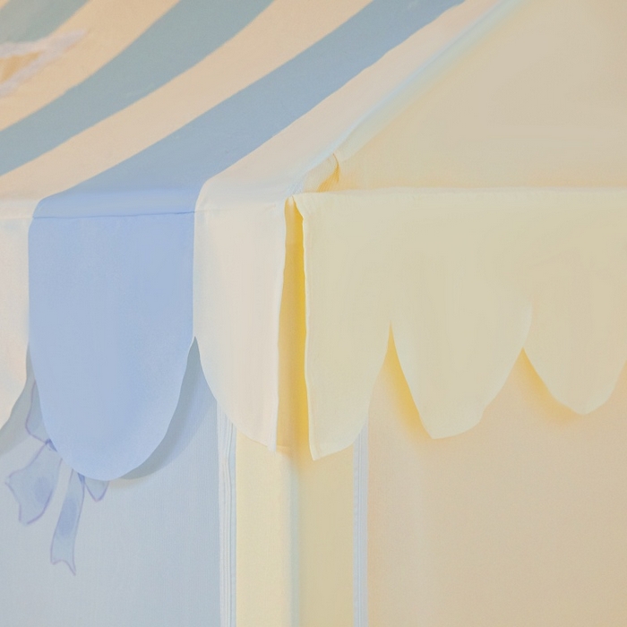 91家纺网 家纺一手货源 找家纺 卓尔居2025新款儿童小房子坐床式防摔蚊帐螺纹碳素钢支架梦幻 梦幻星屋-黄