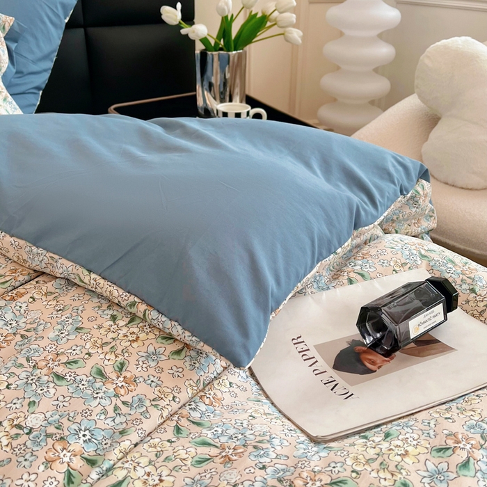 91家纺网 家纺一手货源 找家纺 2025春夏新款水洗棉麻学生小号三件套 漫天花语