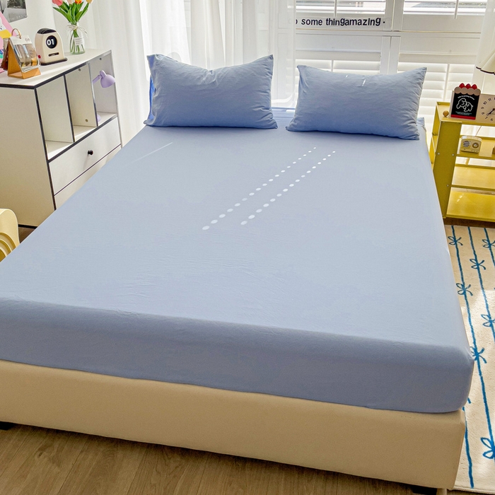 91家纺网 家纺一手货源 找家纺 仟人梦 2025新款纯色床笠 天蓝