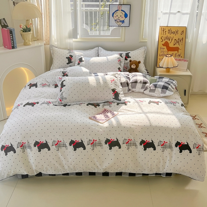 91家纺网 家纺一手货源 找家纺 梦卓家纺 2025新款亲肤芦荟棉单被套 格子汪