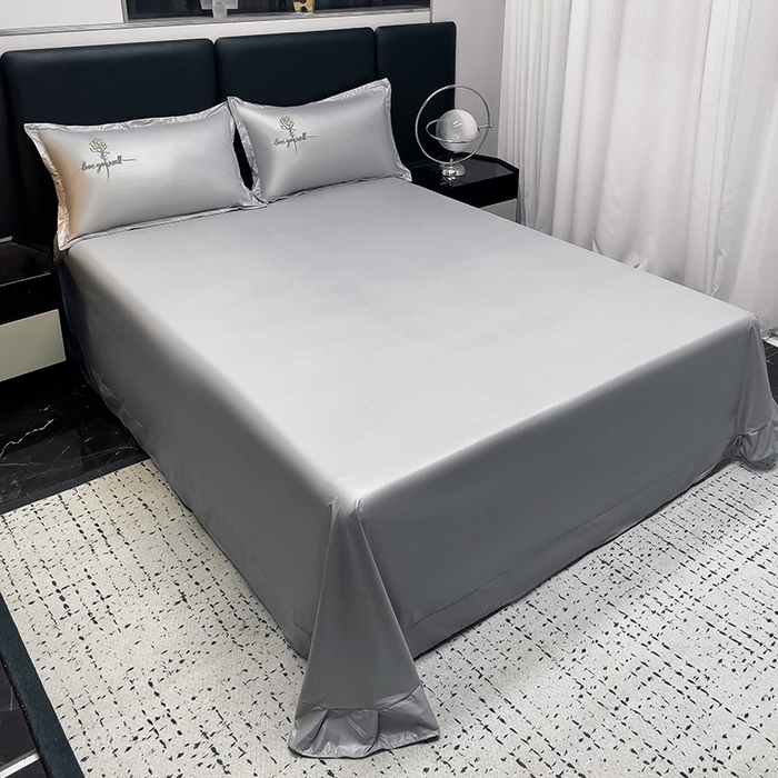 91家纺网 家纺一手货源 找家纺 2025春夏新款春夏新品水洗天丝棉轻奢刺绣四件套-芸伊 灰