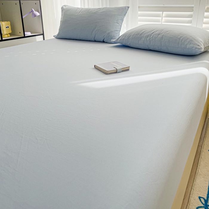 91家纺网 家纺一手货源 找家纺 仟人梦 2025新款纯色床笠 浅蓝