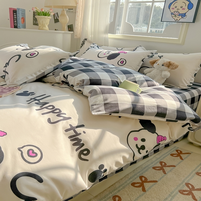 91家纺网 家纺一手货源 找家纺 梦卓家纺 2025新款亲肤芦荟棉单被套 可爱多