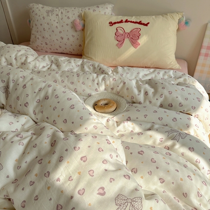 91家纺网 家纺一手货源 找家纺 （总）丽涵 2025年春夏新品全棉双层纱印花毛巾绣四件套