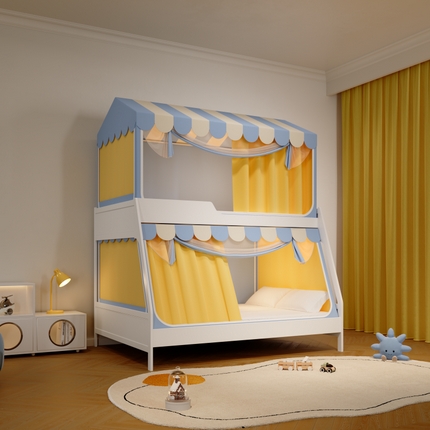 卓尔居2025新款子母蚊帐小房子系列 彩虹小窝-蓝