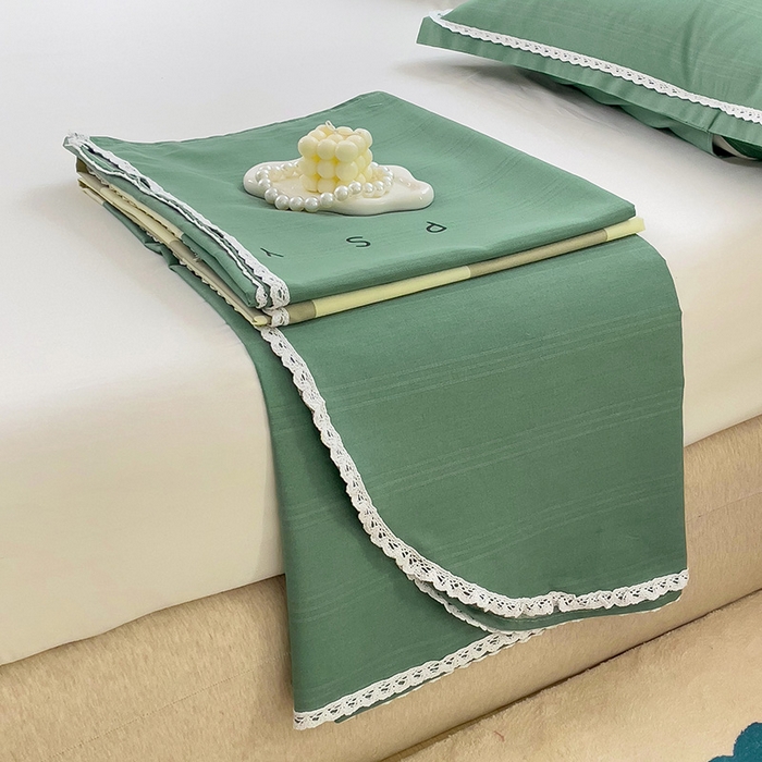 91家纺网 家纺一手货源 找家纺 2025春夏新品鱼骨棉老粗布凉席 宜家-绿