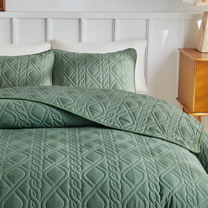 91家纺网 家纺一手货源 找家纺 温宁家纺 2025新款枕套 菱形格绿色