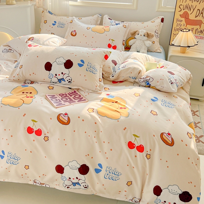 91家纺网 家纺一手货源 找家纺 梦卓家纺 2025新款亲肤芦荟棉单被套 蛋糕熊