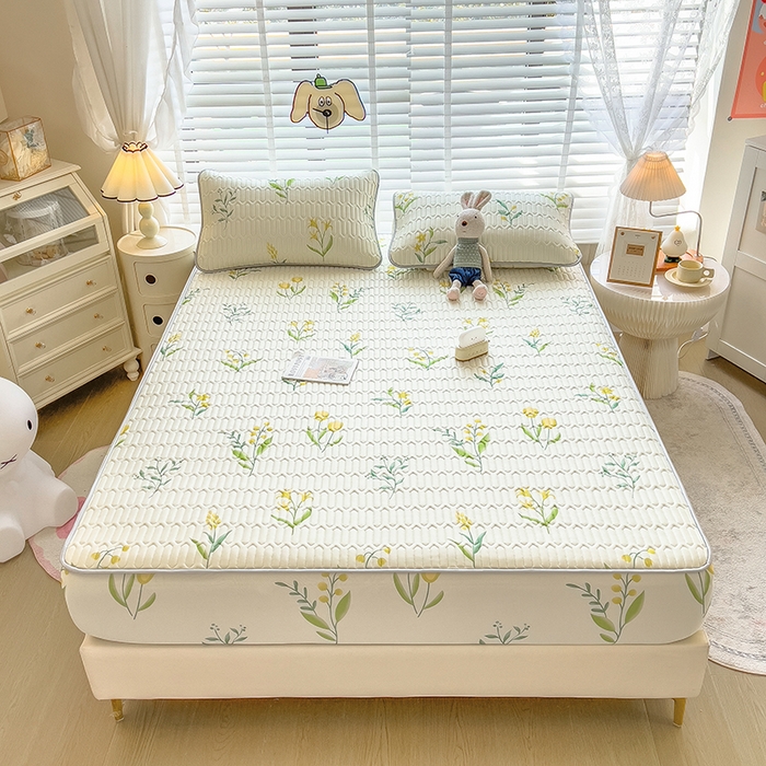 91家纺网 家纺一手货源 找家纺 世纪绒品 2026新款印花卡通床笠款乳胶凉席 郁金香