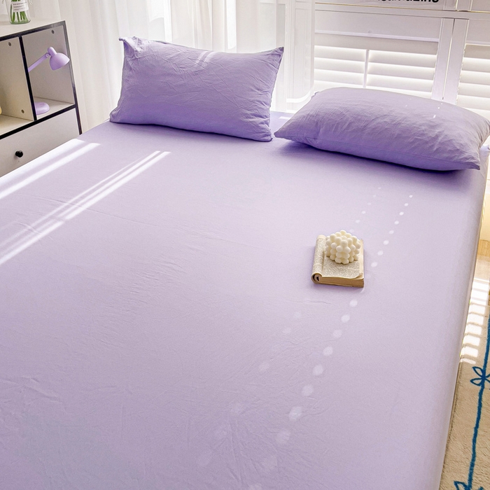 91家纺网 家纺一手货源 找家纺 仟人梦 2025新款纯色床笠 浅紫